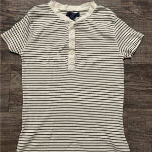 Vintage Striped Short Sleeve Chaps Henley Shirt